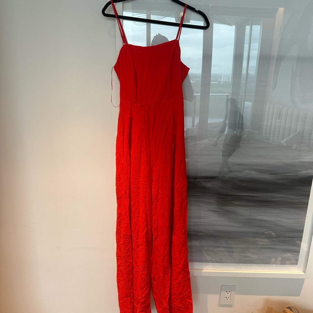 Red Spaghetti Strap Jumpsuit